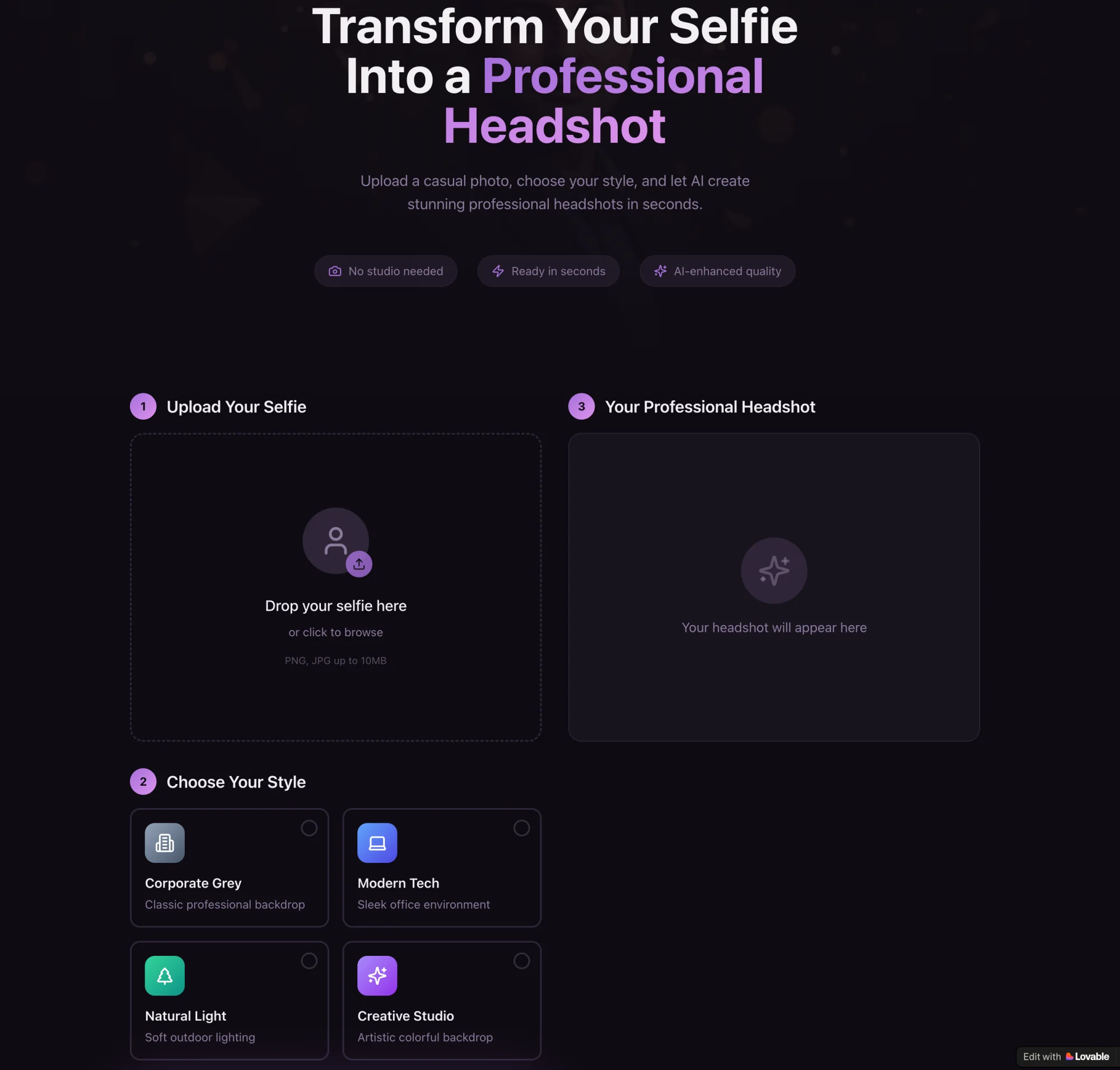 HeadshotAI - AI-assisted project preview