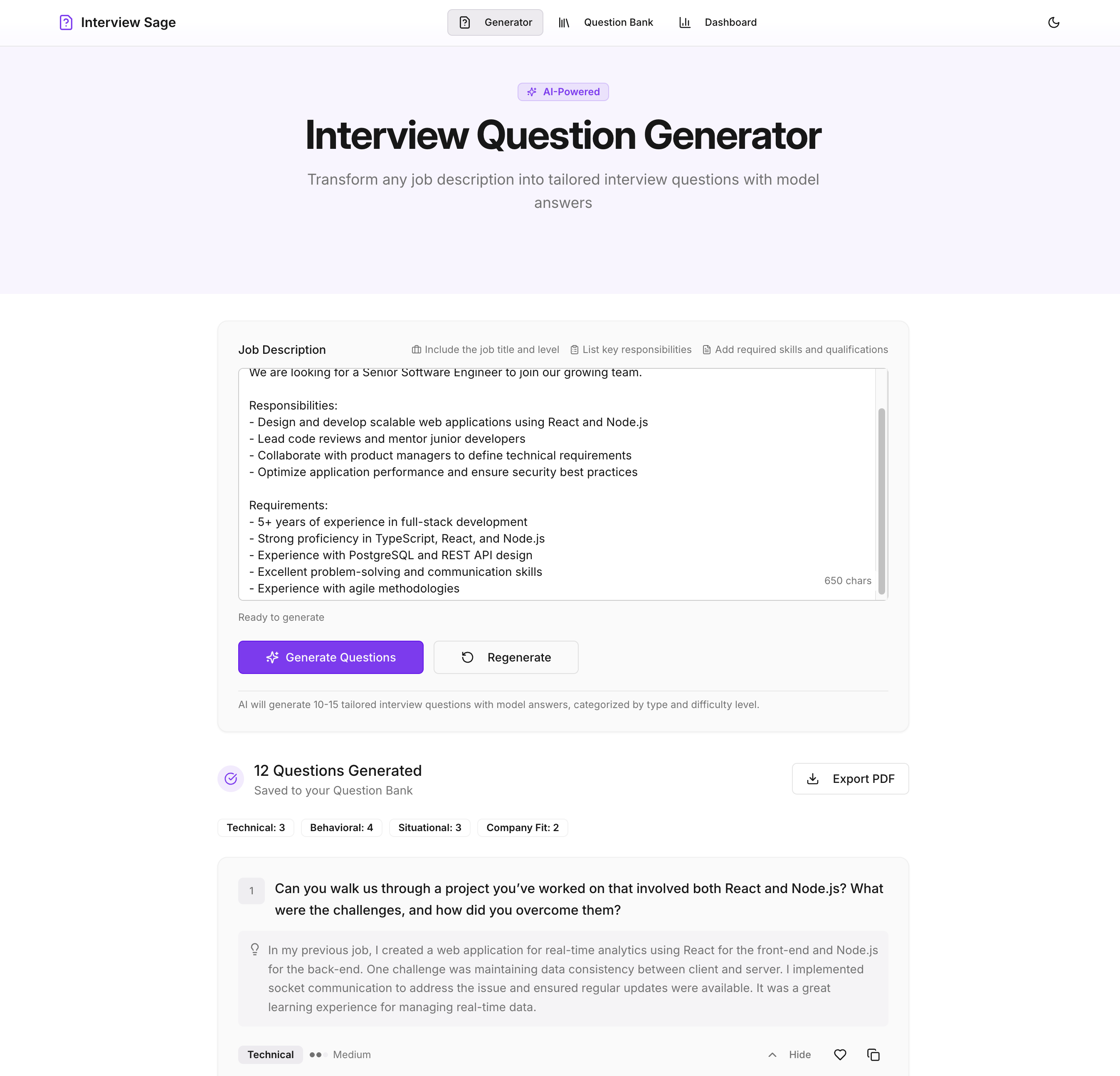 Interview Sage - AI-assisted project preview