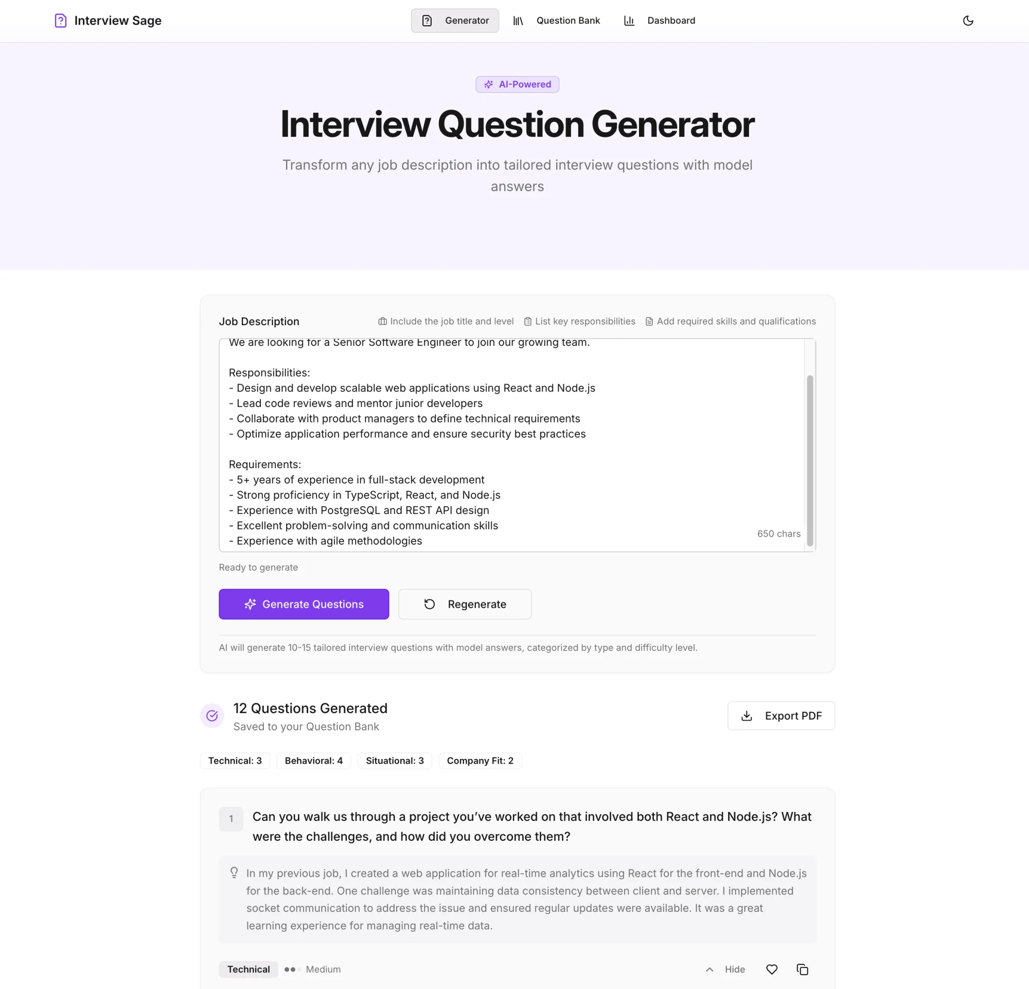 Interview Sage - AI-assisted project preview