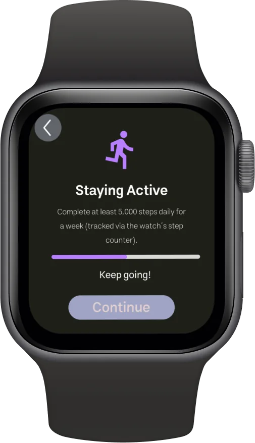 MedRec Apple Watch progress screen showing weekly glucose trend visualization