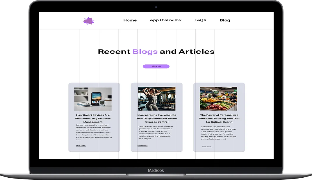 MedRec web dashboard showing blog articles with health tips and community wellness content